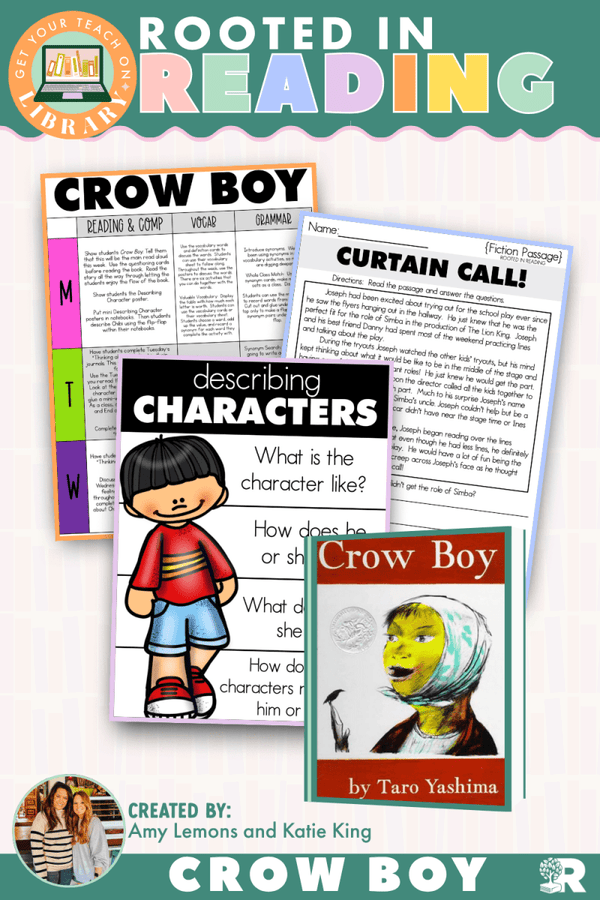 Rooted in Reading: Crow Boy read aloud activities for character feelings by Get Your Teach On
