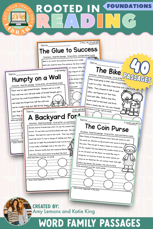 Rooted in Reading Foundations: 40 Word Family Reading Passages – phonics resource by Get Your Teach On