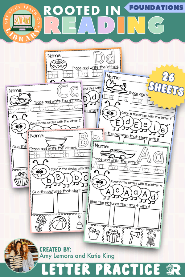 Alphabet Letter Worksheets A–Z: Letter Recognition – printable phonics classroom resource for grades K–1 by Get Your Teach On