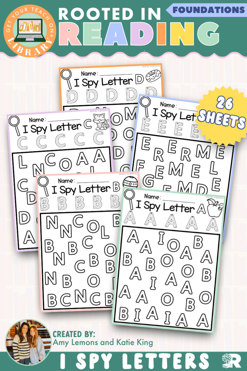 Rooted in Reading Foundations: I Spy Alphabet Worksheets | Letter Recognition A–Z - Shop GYTO - Get Your Teach On