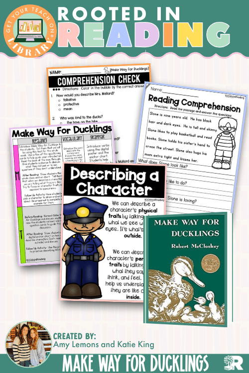 Rooted in Reading: Make Way for Ducklings | Reading Comprehension Activities for Describing Characters and Character Actions - Shop GYTO - Get Your Teach On