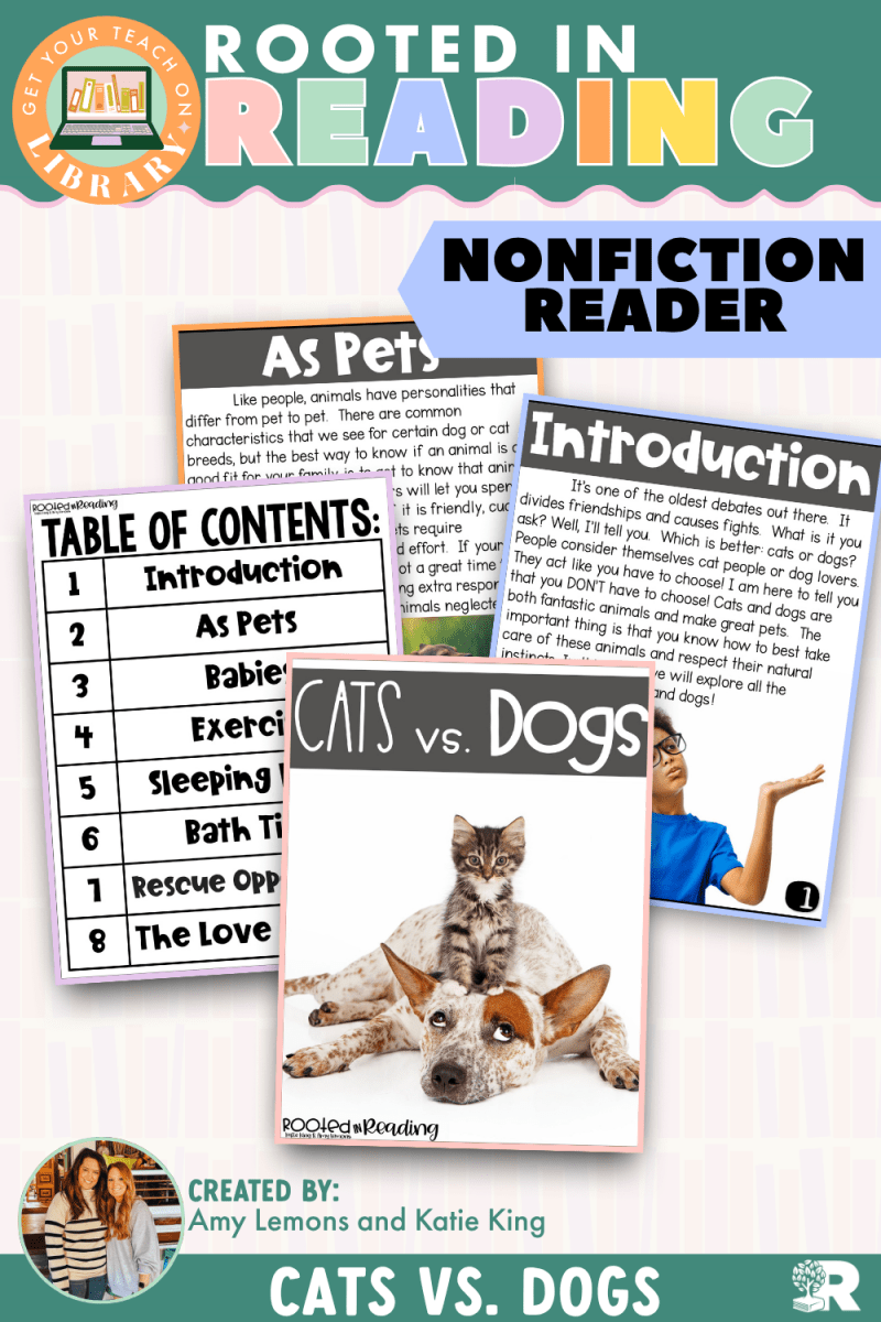Rooted in Reading Nonfiction Reader: Cats vs. Dogs - Shop GYTO - Get Your Teach On