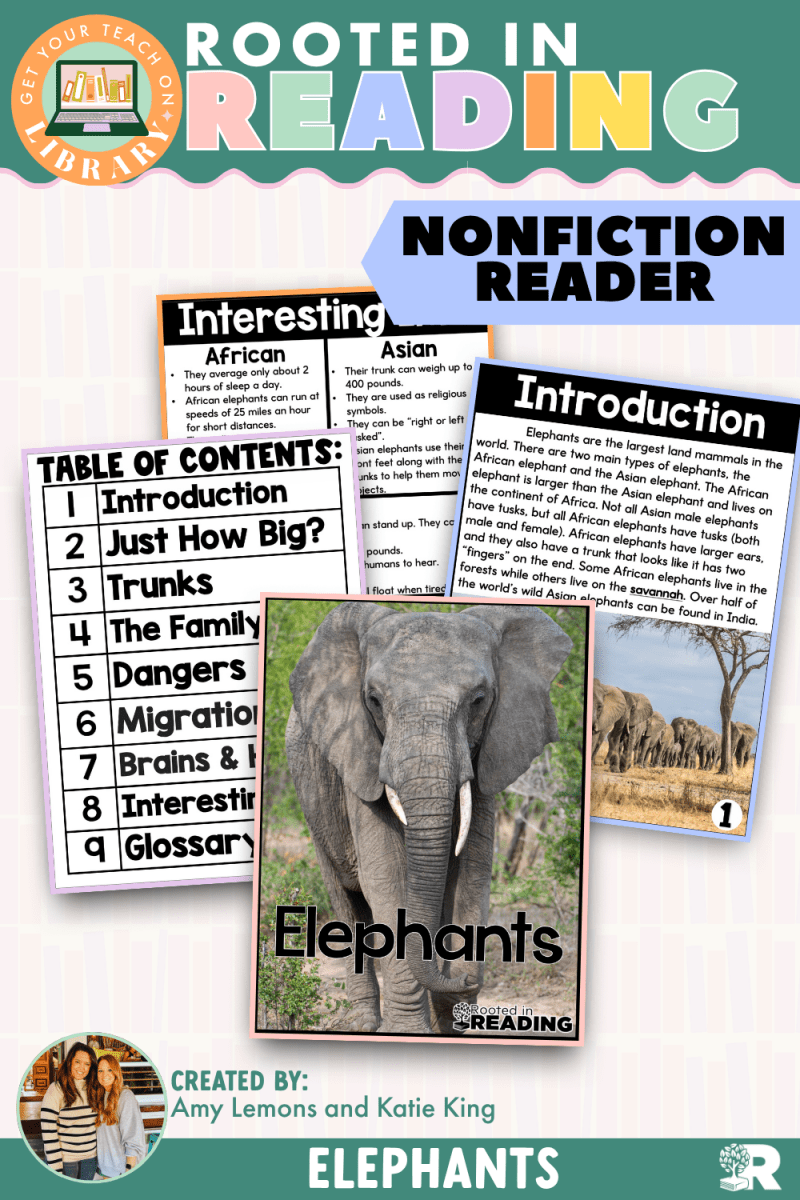 Rooted in Reading Nonfiction Reader: Elephants - Shop GYTO - Get Your Teach On