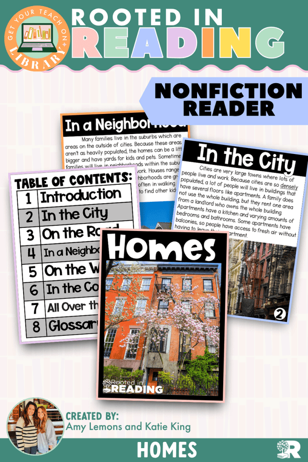Rooted in Reading Nonfiction Reader: Homes – printable reading classroom resource by Get Your Teach On