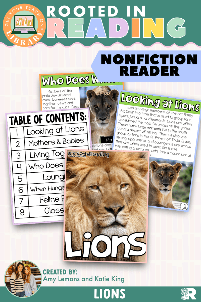 Rooted in Reading Nonfiction Reader: Lions - Shop GYTO - Get Your Teach On