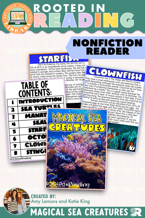 Rooted in Reading Nonfiction Reader: Magical Sea Creatures – printable reading classroom resource by Get Your Teach On