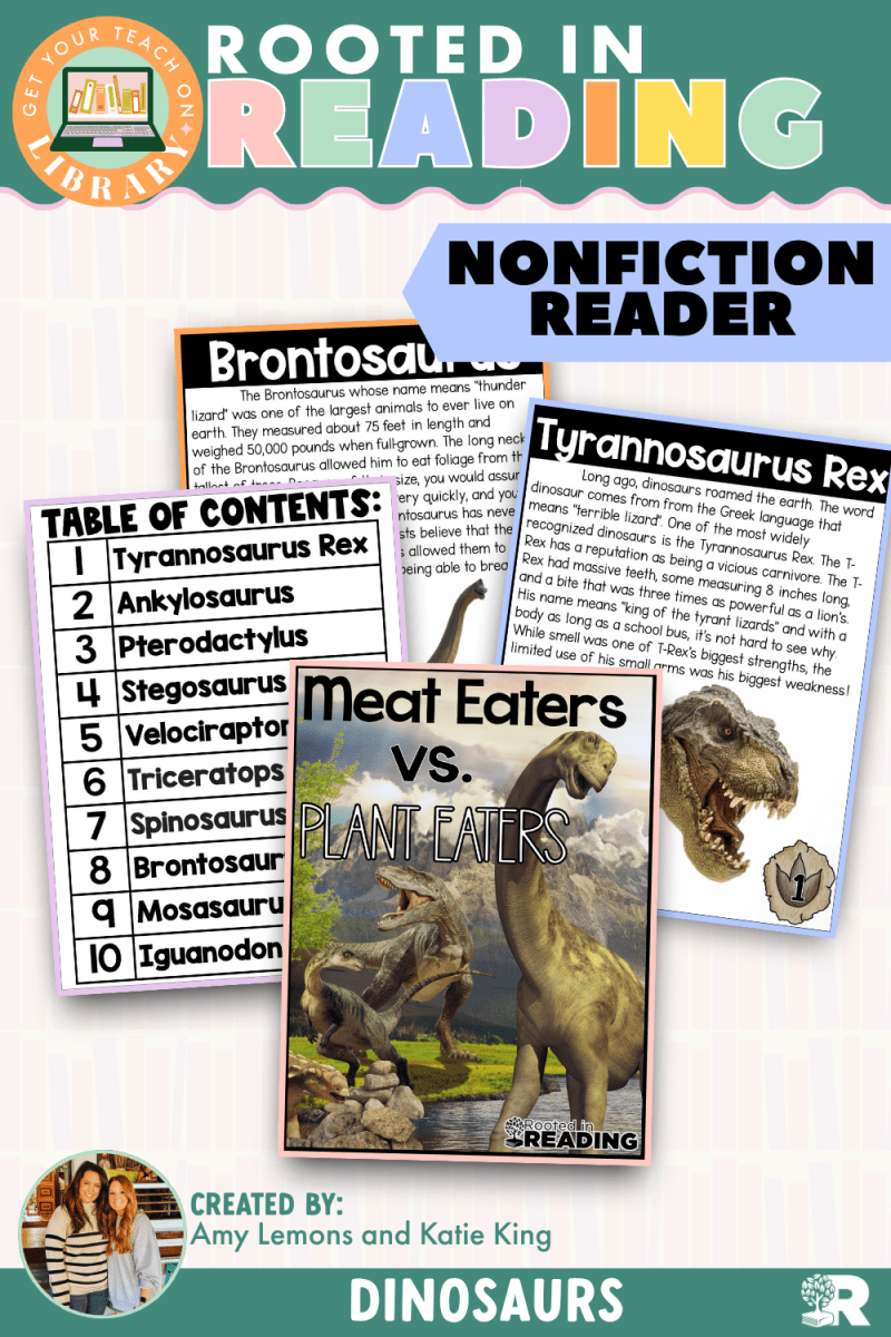 Rooted in Reading Nonfiction Reader: Meat Eaters vs. Plant Eaters - Shop GYTO - Get Your Teach On