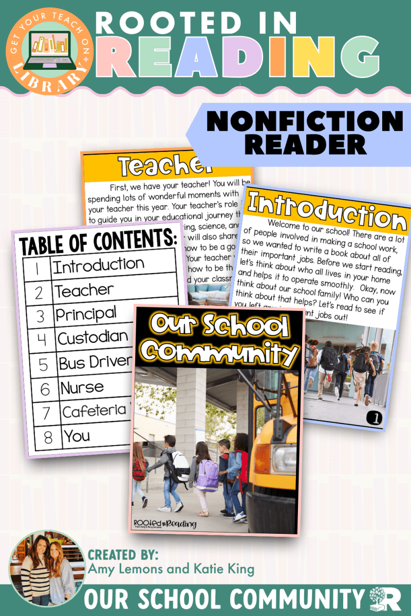 Rooted in Reading Nonfiction Reader: Our School Community - Shop GYTO - Get Your Teach On