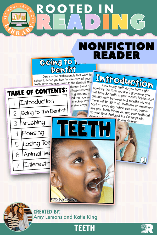 Rooted in Reading Nonfiction Reader: Teeth – printable reading classroom resource by Get Your Teach On