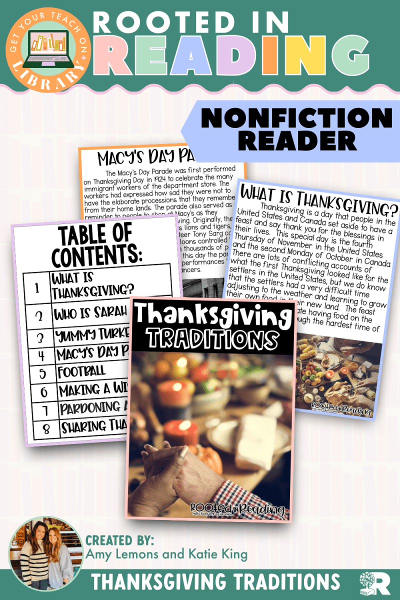 Rooted in Reading Nonfiction Reader: Thanksgiving Traditions - Shop GYTO - Get Your Teach On
