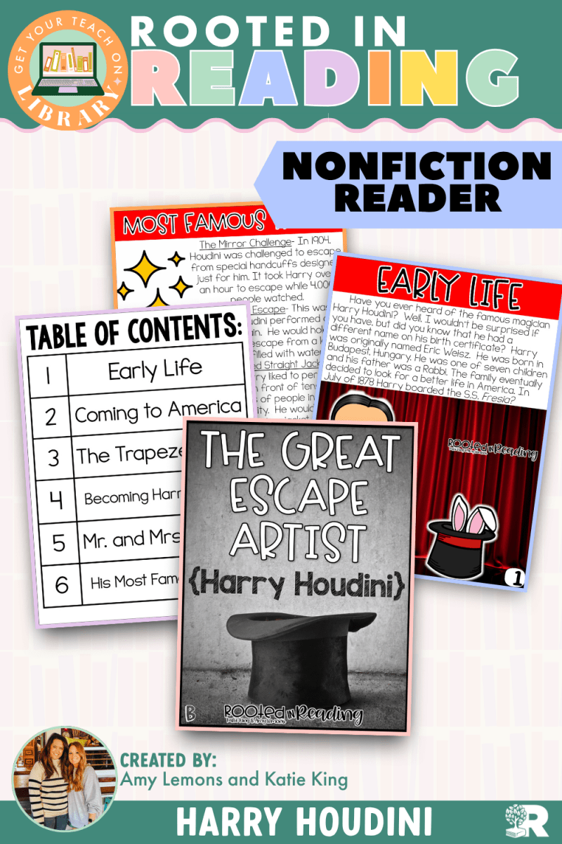 Rooted in Reading Nonfiction Reader: The Great Escape Artist (Harry Houdini) - Shop GYTO - Get Your Teach On