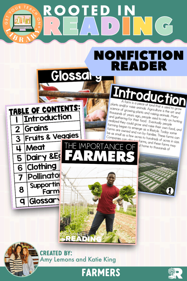 Rooted in Reading Nonfiction Reader: The Importance of Farmers – printable reading classroom resource by Get Your Teach On
