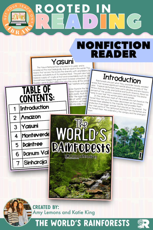 Rooted in Reading Nonfiction Reader: The World's Rainforests – printable reading classroom resource by Get Your Teach On