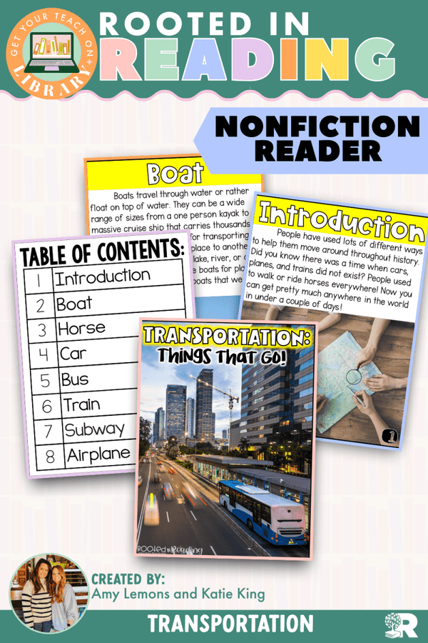 Rooted in Reading Nonfiction Reader: Transportation: Things That Go! – reading resource by Get Your Teach On
