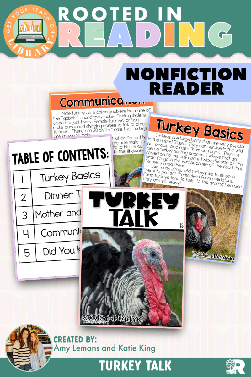 Rooted in Reading Nonfiction Reader: Turkey Talk - Shop GYTO - Get Your Teach On