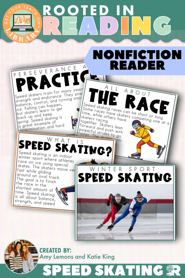 Rooted in Reading Nonfiction Reader: Winter Sport: Speed Skating – printable reading classroom resource by Get Your Teach On