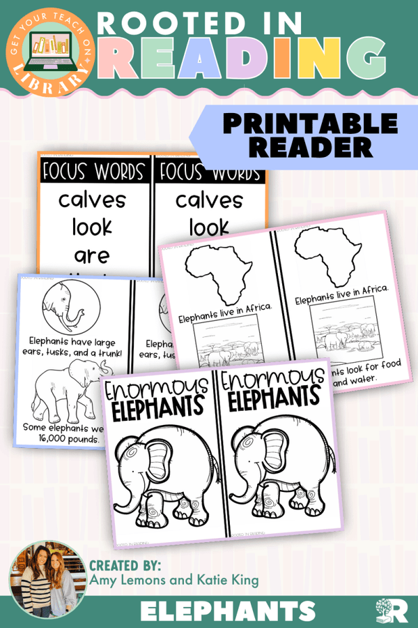 Rooted in Reading Printable Nonfiction Reader: Enormous Elephants – reading resource for grades K–1 by Get Your Teach On