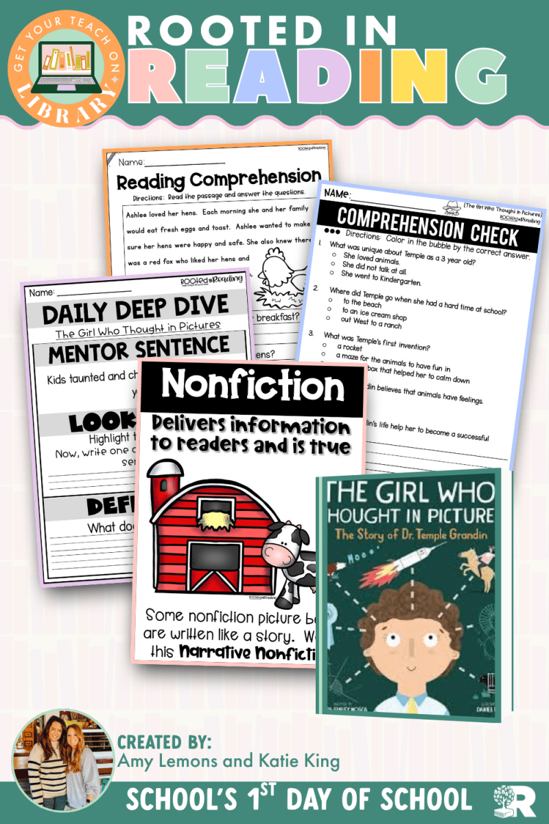 Rooted in Reading: The Girl Who Thought in Pictures Read Aloud Activities | Reading Comprehension for Nonfiction - Shop GYTO - Get Your Teach On
