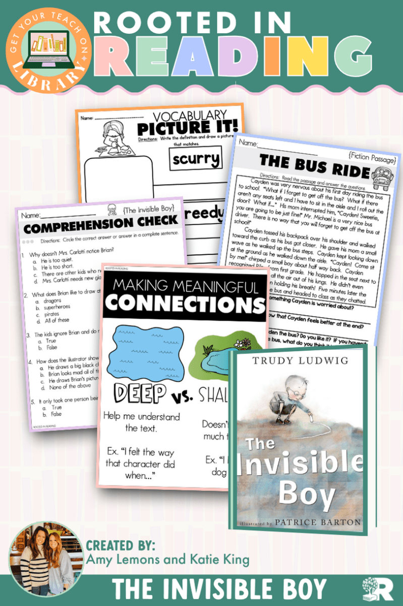 Rooted in Reading: The Invisible Boy | Reading Comprehension Activities for Making Connections - Shop GYTO - Get Your Teach On