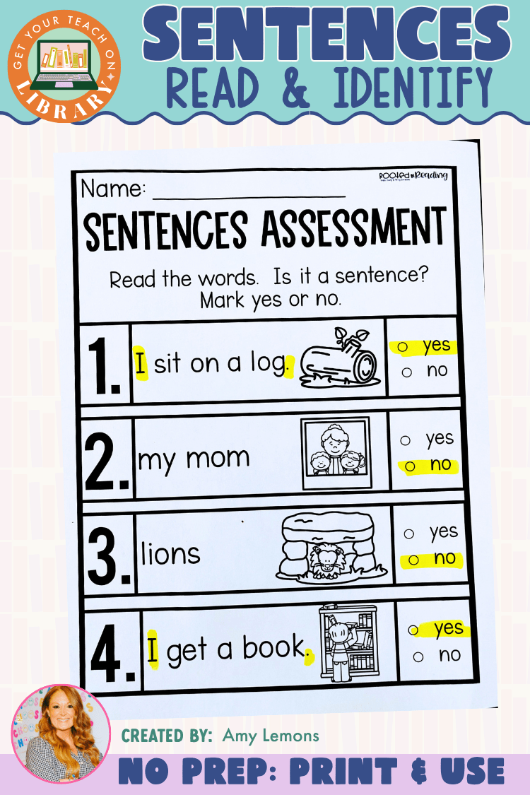 Sentences Assessment for Beginners | Read and Identify Complete Sentences - Shop GYTO - Get Your Teach On
