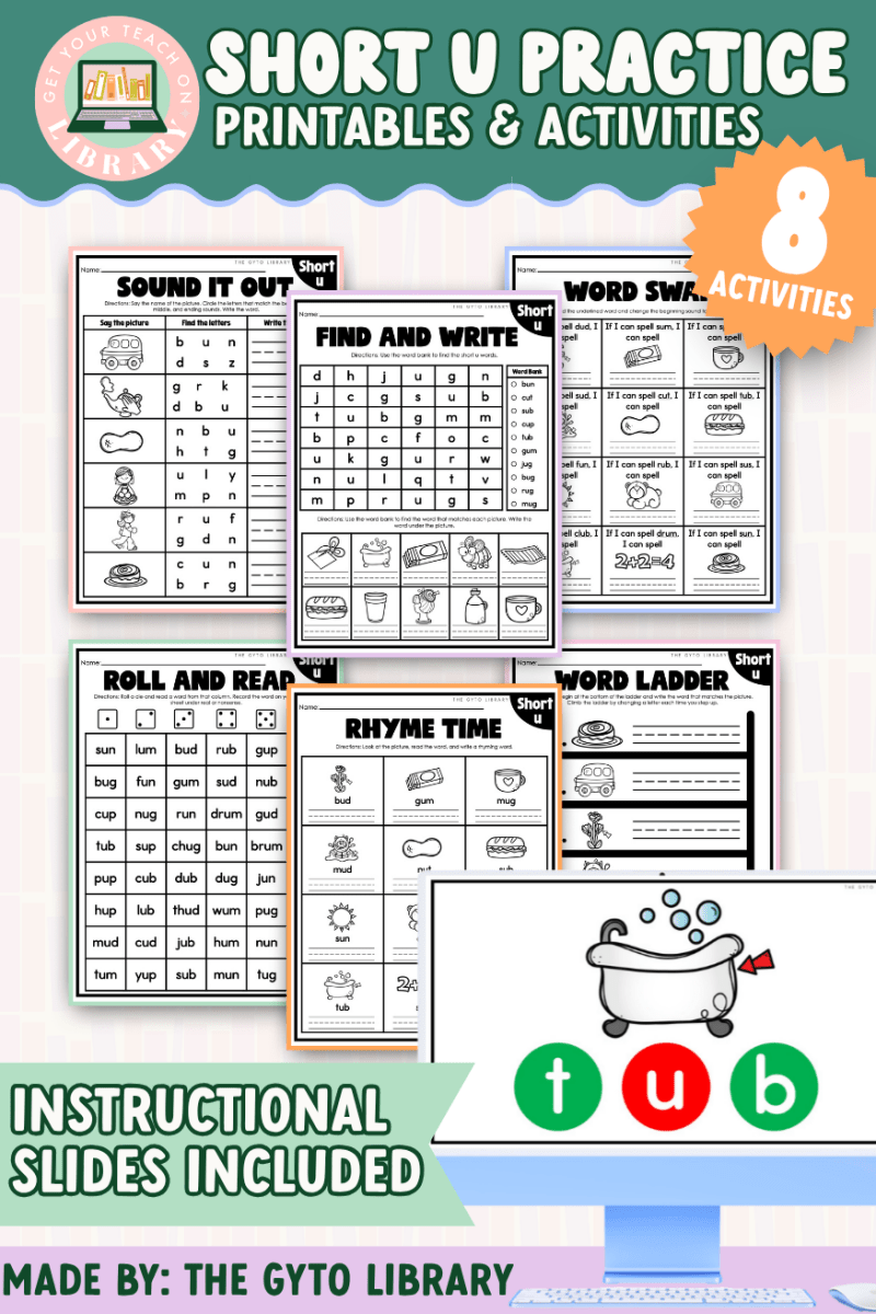 Short U CVC Word Practice | Supplemental Phonics Activities for Decoding & Word Work - Shop GYTO - Get Your Teach On