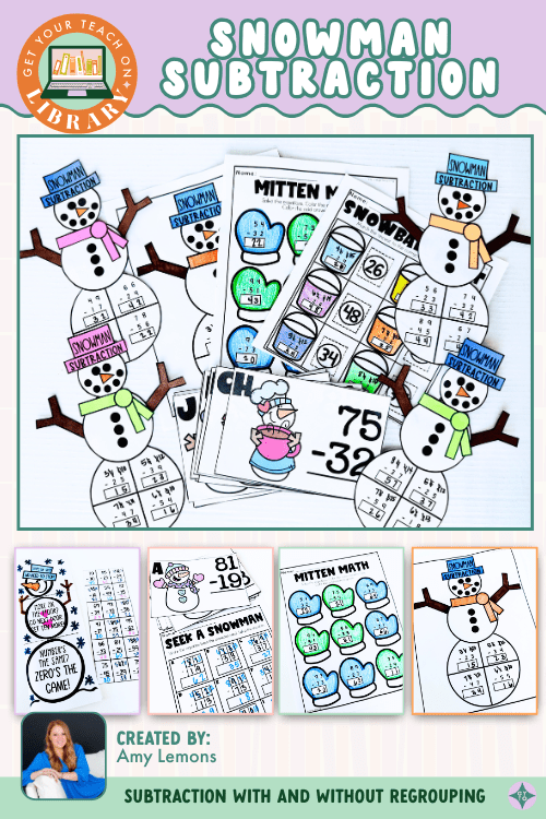 Snowman Subtraction: Subtraction With and Without Regrouping - Shop GYTO - Get Your Teach On