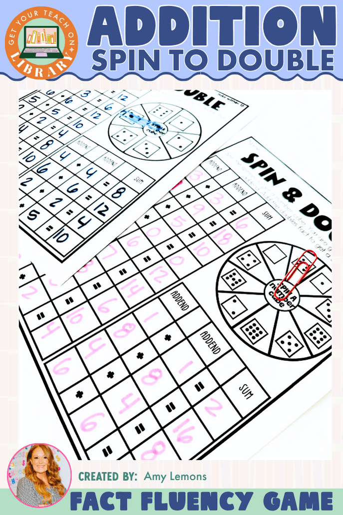 Spin and Double Addition Game | Doubles Facts Fluency Practice - Shop GYTO - Get Your Teach On
