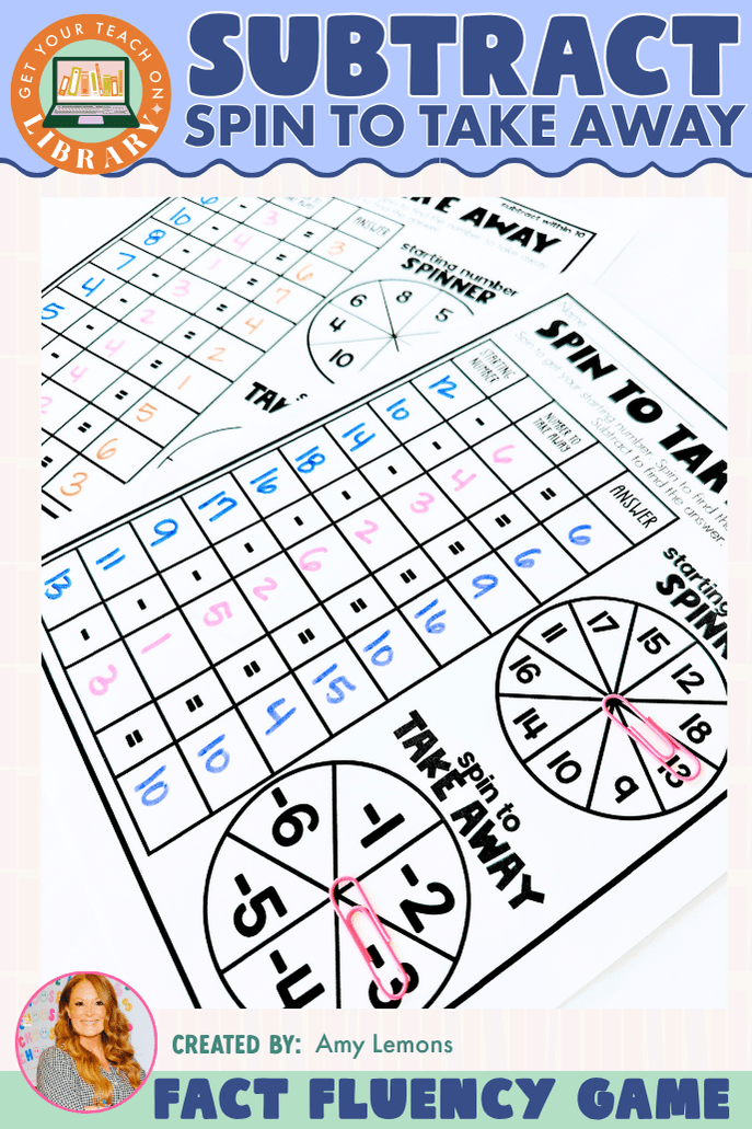 Spin to Take Away Subtraction Game | Fact Fluency Practice within 10 and 20 - Shop GYTO - Get Your Teach On