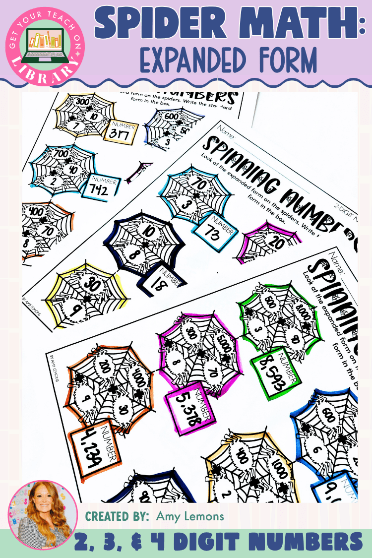 Spinning Numbers | Expanded Form with 2-Digit, 3-Digit & 4-Digit Numbers Place Value | Spider Math - Shop GYTO - Get Your Teach On