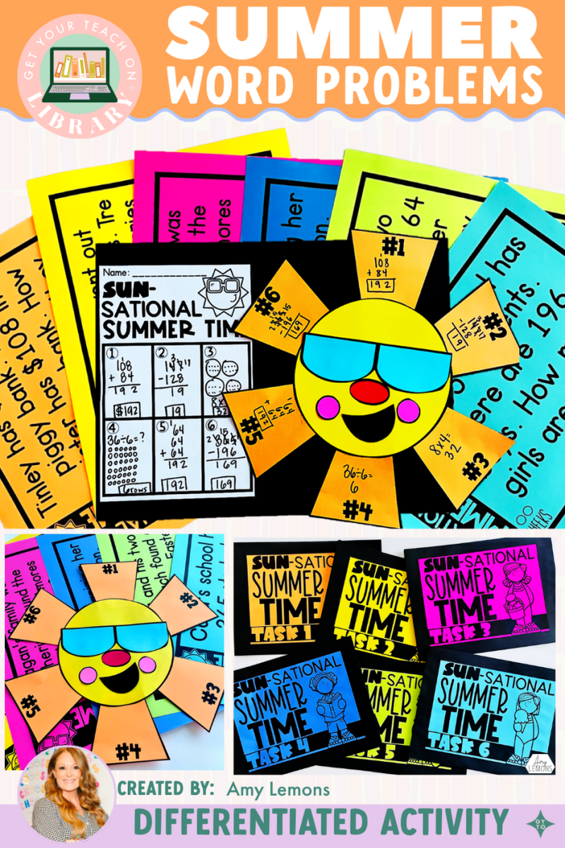 Summer Themed Word Problem Activity: Solve to Create the Sun – math resource by Amy Lemons and Get Your Teach On