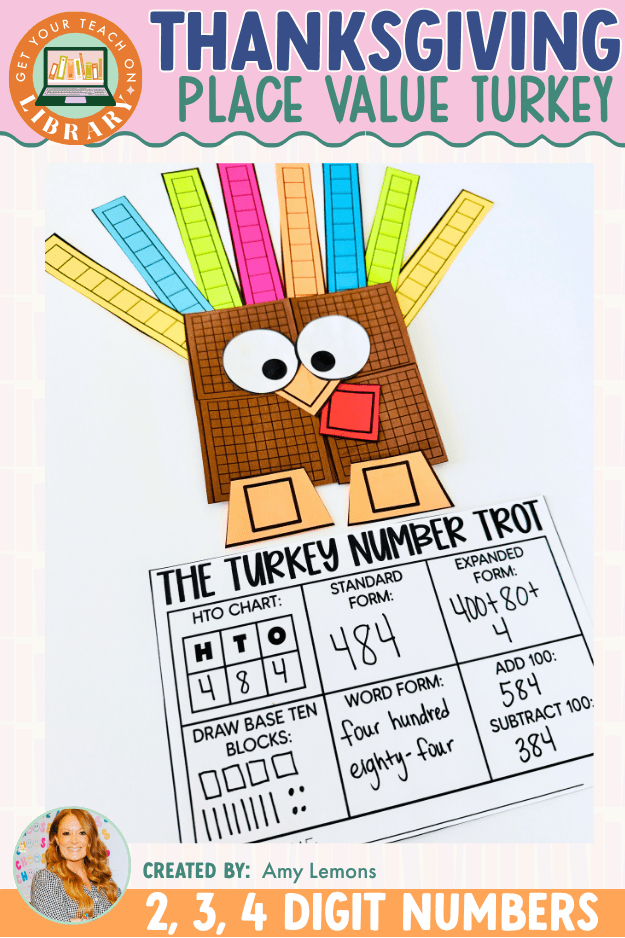 Thanksgiving Place Value Turkey Craft | November Math Craft & Bulletin Board - Shop GYTO - Get Your Teach On