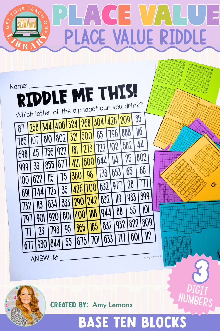Three-Digit Place Value Party Riddle: Base-Ten Blocks to 1,000 - Shop GYTO - Get Your Teach On