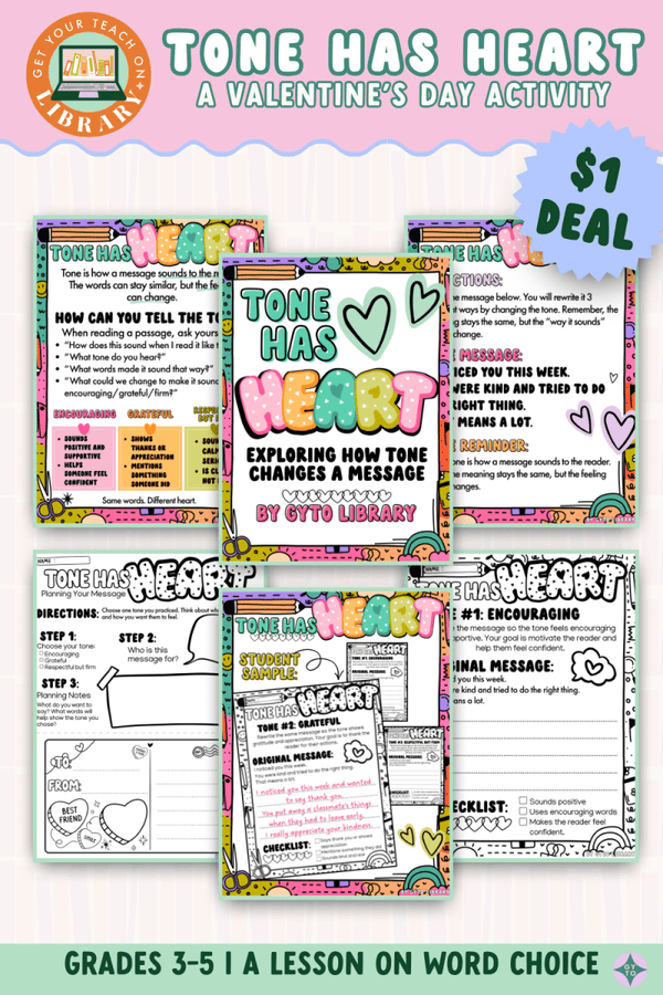 Tone Has Heart – printable writing classroom resource for grades 3–5 by Get Your Teach On