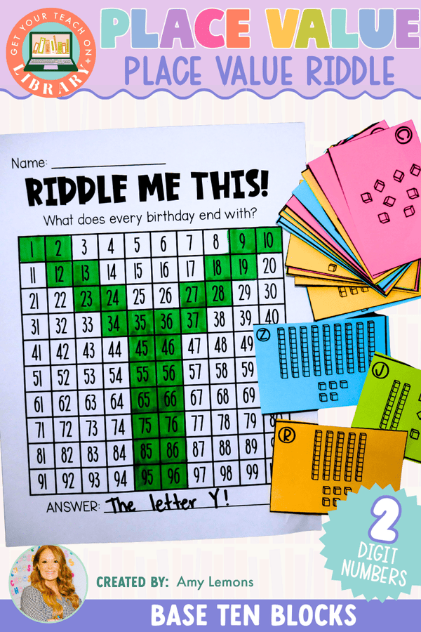 Two-Digit Place Value Party Riddle: Base-Ten Blocks to 100 – math resource by Amy Lemons and Get Your Teach On
