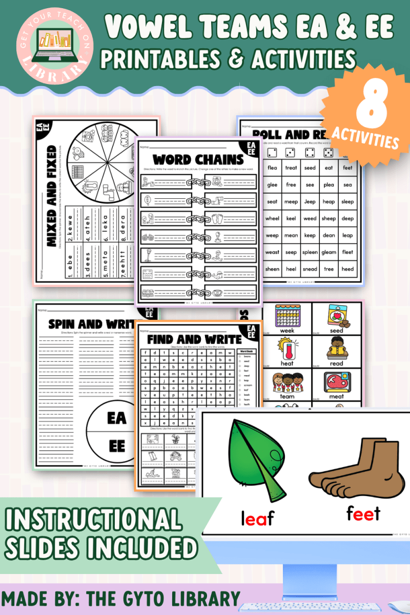 Vowel Team EA & EE Word Practice | Supplemental Phonics Activities for Decoding & Word Work - Shop GYTO - Get Your Teach On