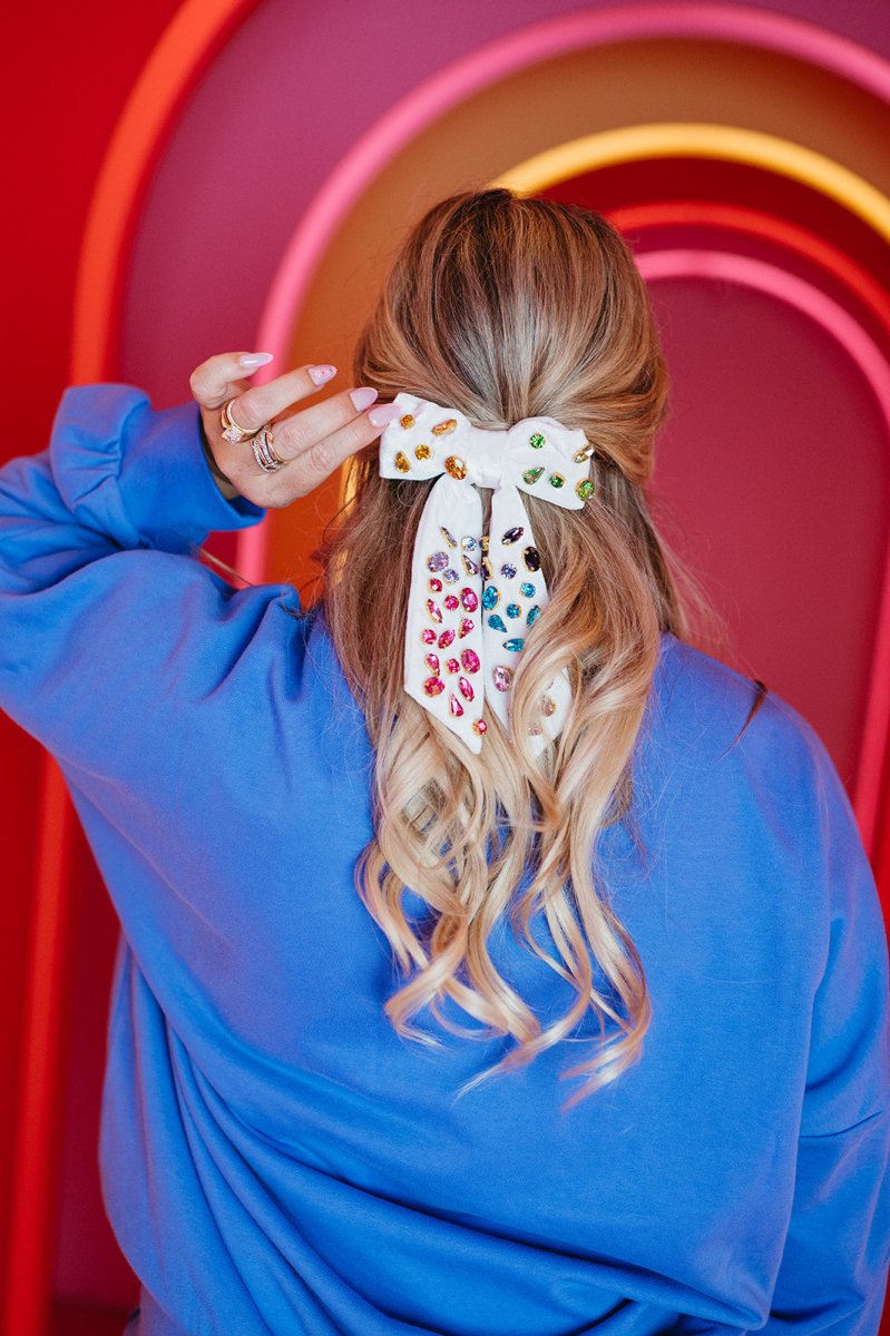 White Rhinestone Bow - Shop GYTO - Get Your Teach On