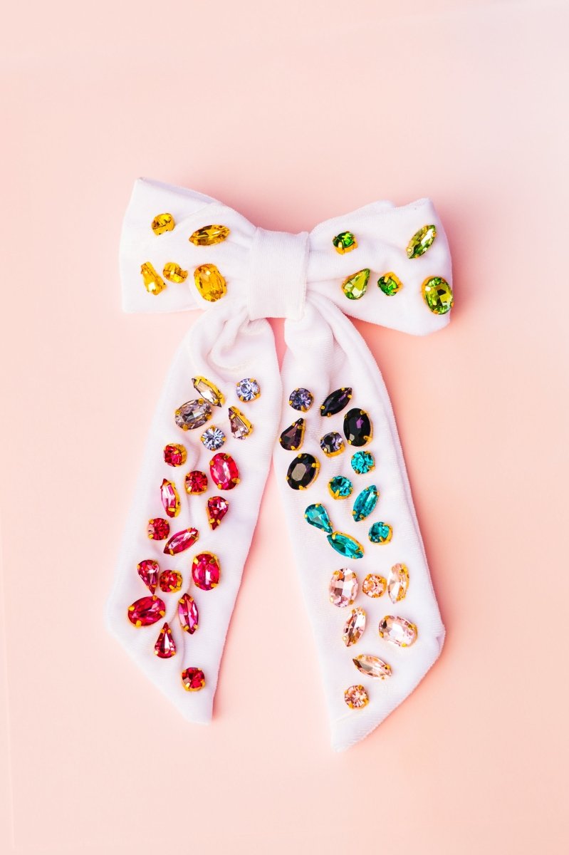 White Rhinestone Bow - Shop GYTO - Get Your Teach On