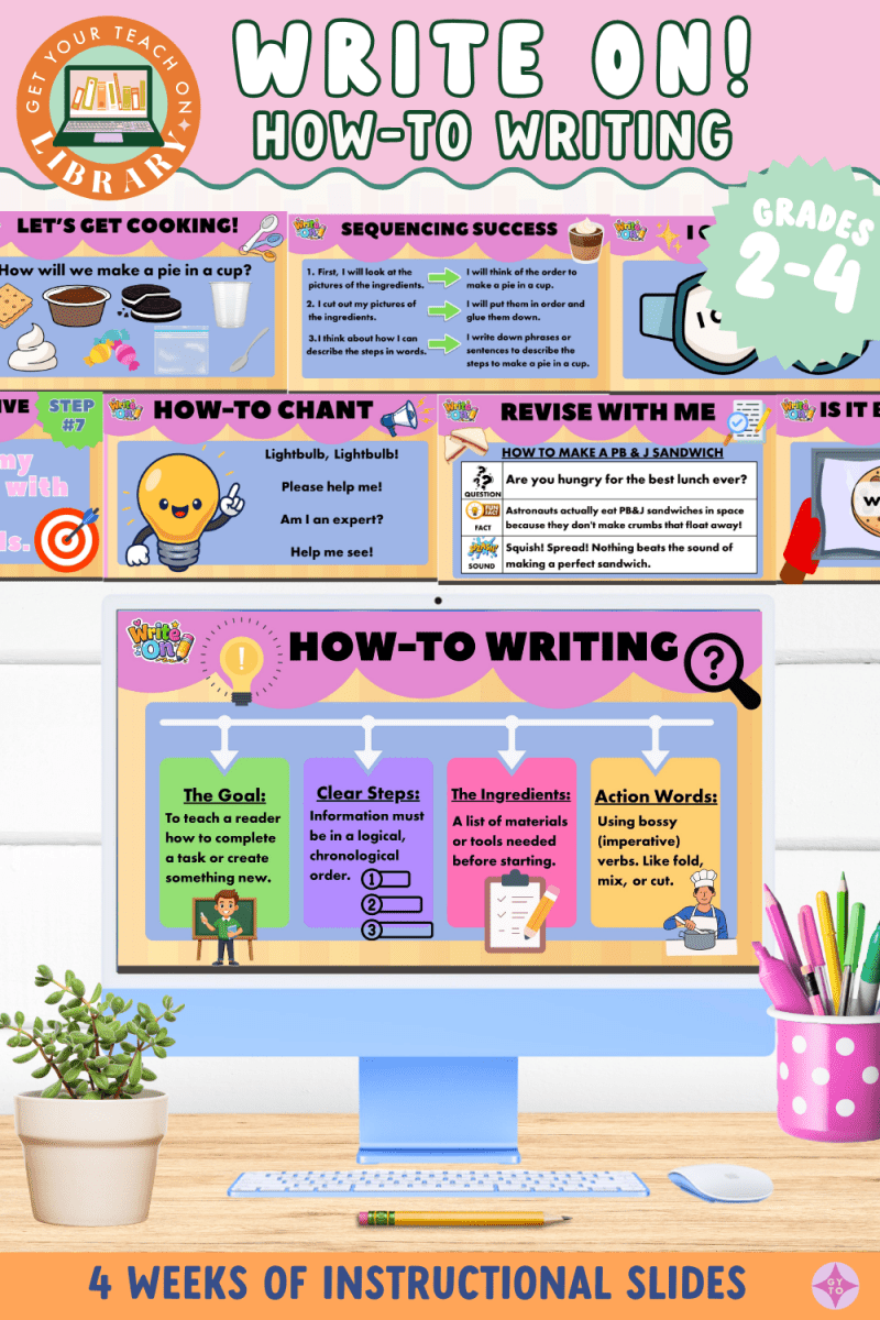Write On! 2nd & 3rd Grade for How-To & Procedural Writing Instructional Slides - Shop GYTO - Get Your Teach On