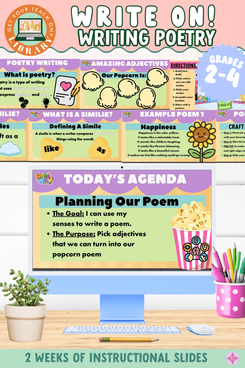 Write On! 2nd & 3rd Grade for Poetry Instructional Slides - Shop GYTO - Get Your Teach On