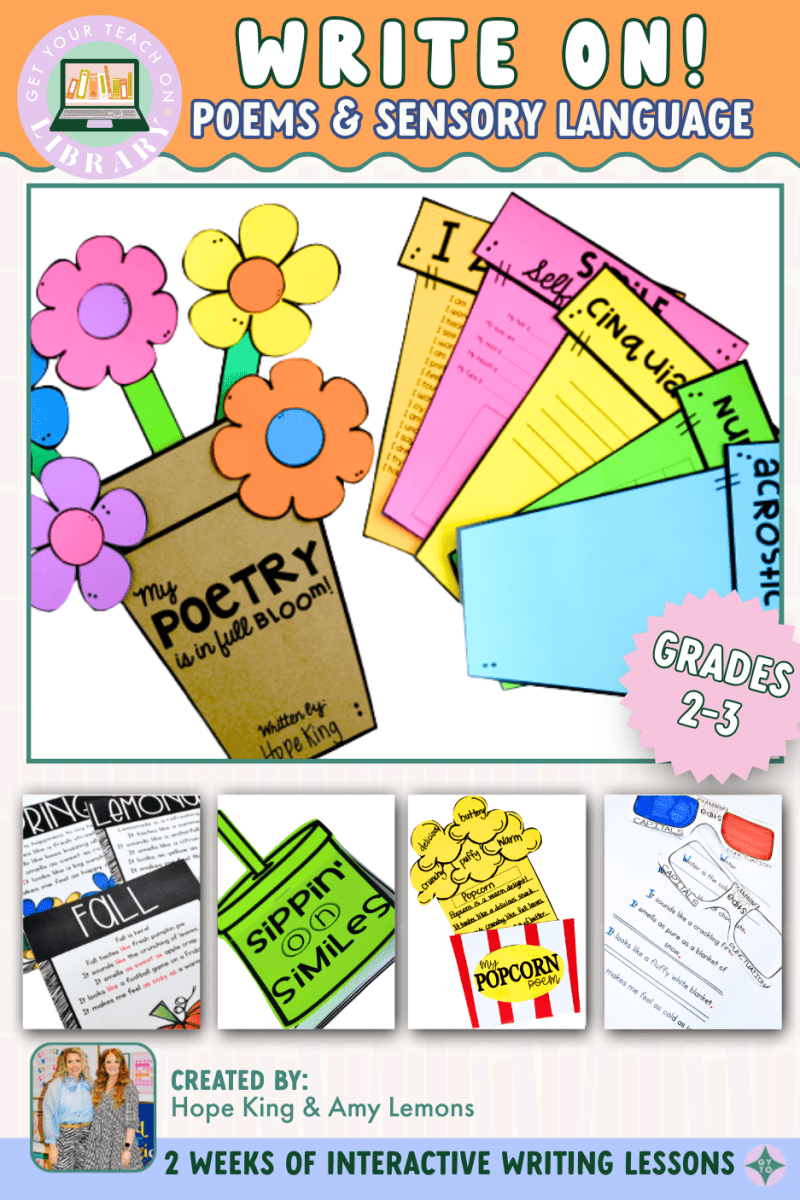 Write On! 2nd & 3rd Grade: Poetry Writing Activities for Poems & Sensory Language - Shop GYTO - Get Your Teach On