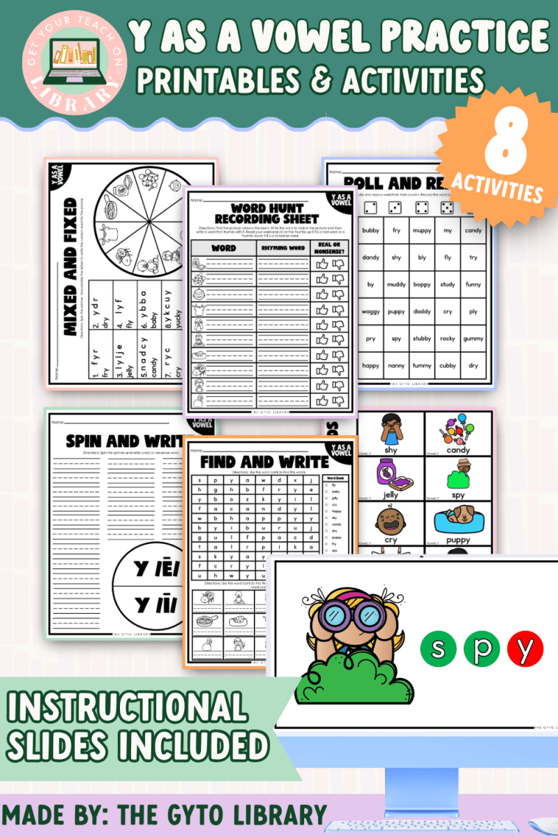 Y as a Vowel Word Practice | Supplemental Phonics Activities for Decoding & Word Work - Shop GYTO - Get Your Teach On