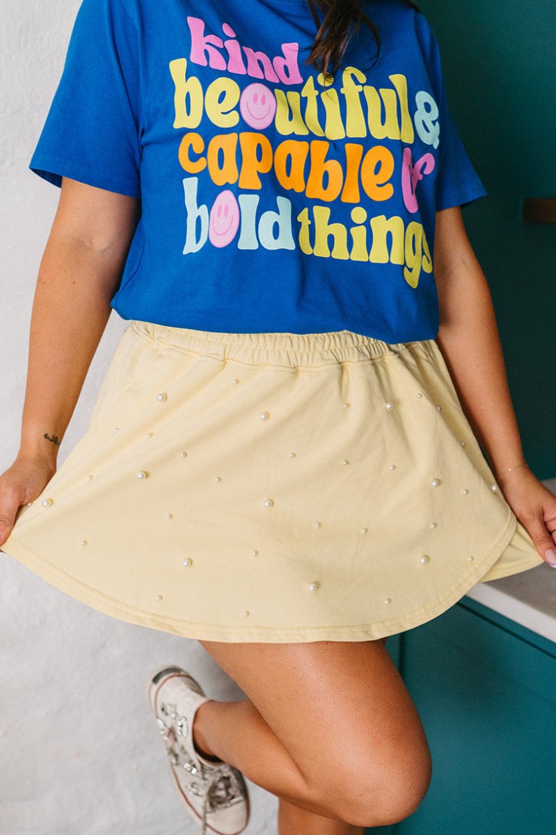 Yellow Pearl Embellished Terry Skort - GYTO Collective - Get Your Teach On