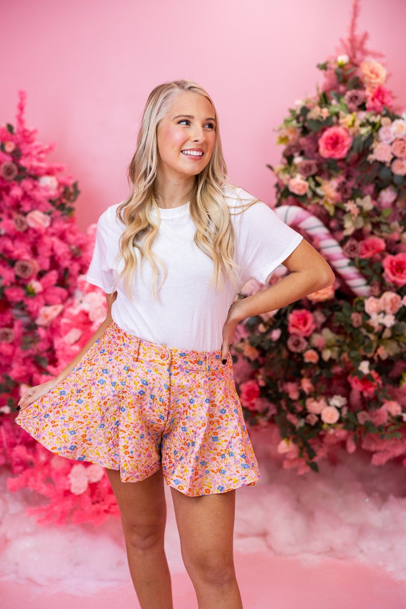 Floral Jacquard Blazer and Flare Shorts Set - GYTO Collective - Get Your Teach On