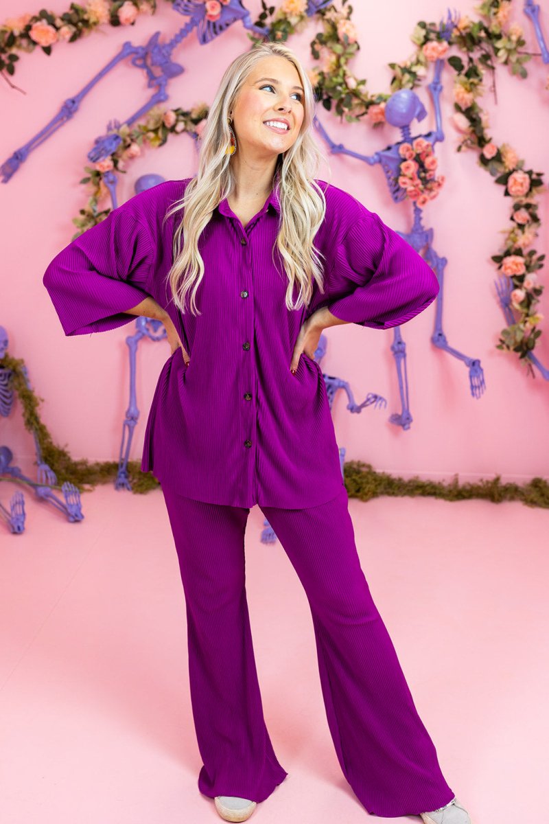 Magenta Gauze Bell Bottom Pants - GYTO Collective - Get Your Teach On