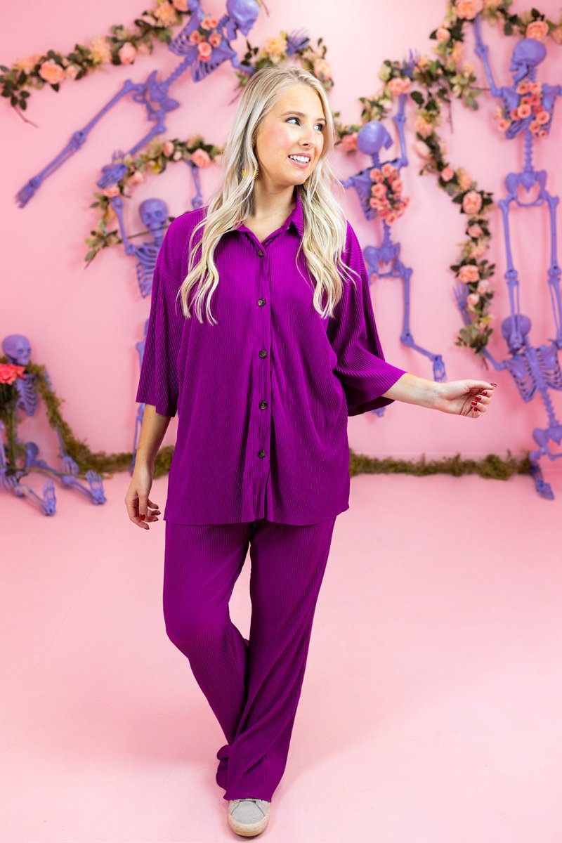 Magenta Gauze Button Up - GYTO Collective - Get Your Teach On