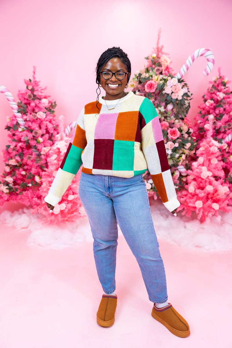 Multi Colorblock Checkered Sweater - GYTO Collective - Get Your Teach On