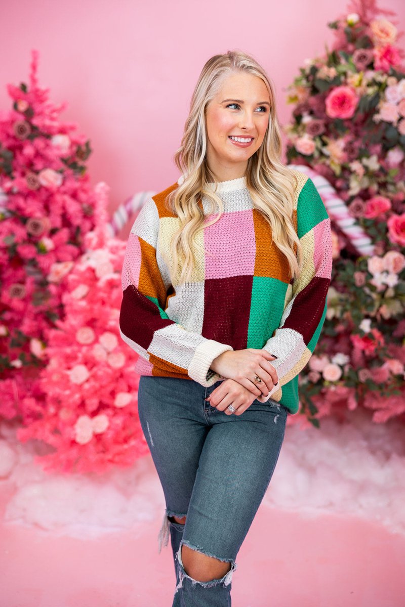 Multi Colorblock Checkered Sweater - GYTO Collective - Get Your Teach On