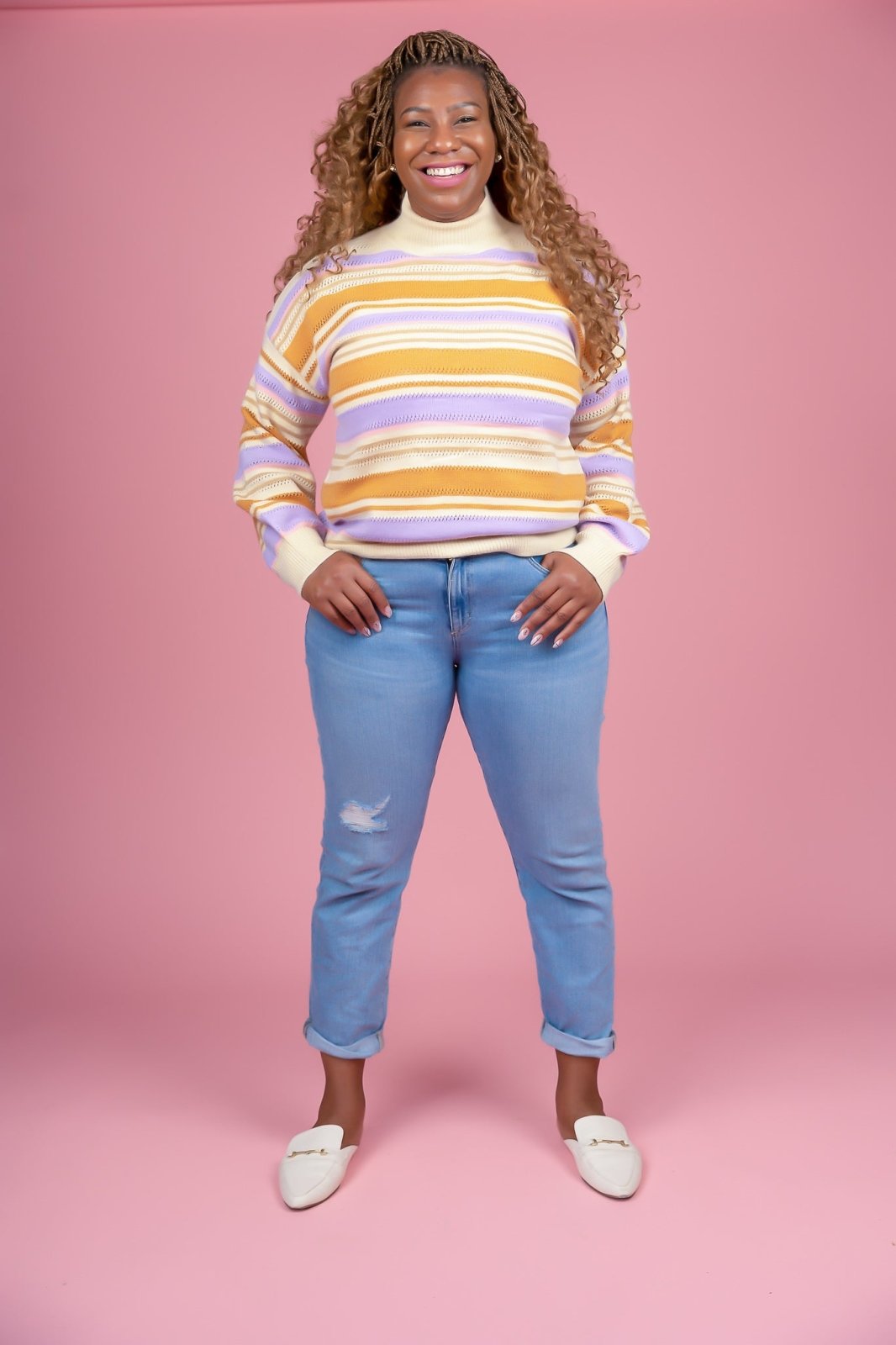 Multicolor Mock Neck Knit Sweater - GYTO Collective - Get Your Teach On