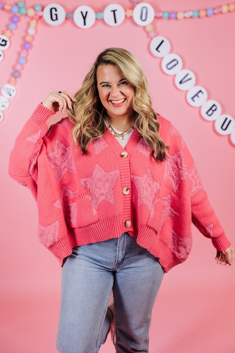 Oversized Pink Star Cardigan - GYTO Collective - Get Your Teach On