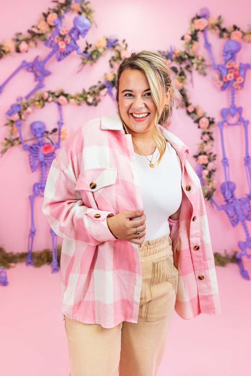 Pink and White Plaid Shacket - GYTO Collective - Get Your Teach On
